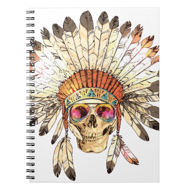 Carnet Couleur dessinée à la main - Coiffure amérindienne (Devant)