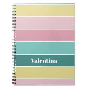 Carnet Couleur d'été personnalisée rose Bandes