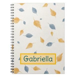 Carnet Couleur douce Feuille jaune bleu