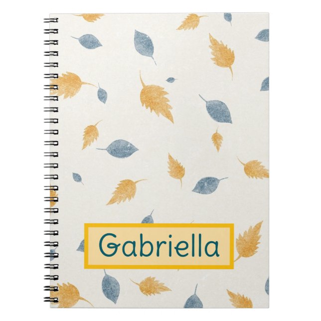 Carnet Couleur douce Feuille jaune bleu (Devant)