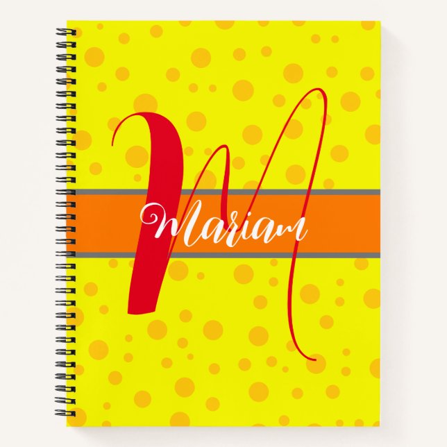 Carnet Couleur Jaune Citron Esthétique - Monogramme au jo (Devant)