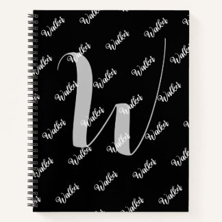Carnet Couleur Noir Movée - Nom Initial Monogrammé