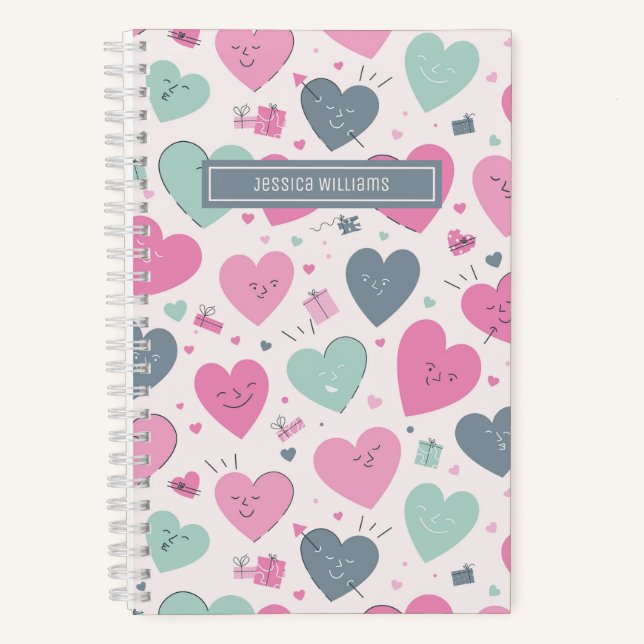 Carnet Couleur Pastel Couleur Coeur Motif Doodle croquis (Recto)
