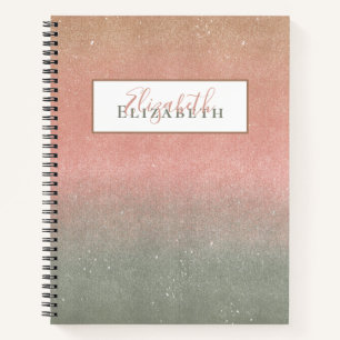 Carnet Couleur pastel ombrée pailletée nom