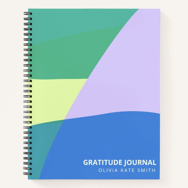 Carnet Couleur Personnalisée Moderne Bleue de Gratitude (Devant)