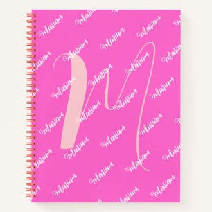 Carnet Couleur rose Rose - Nom initial Monogrammé