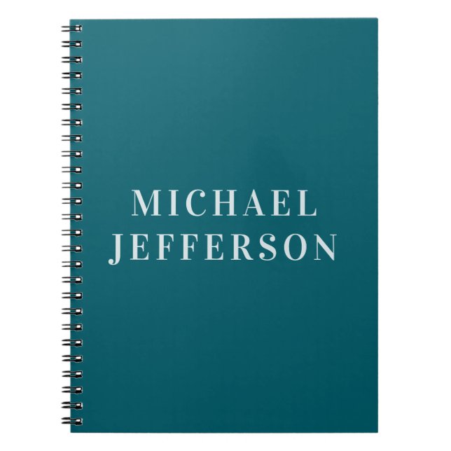 Carnet Couleur sarcelle foncée uni élégante personnalisée (Devant)