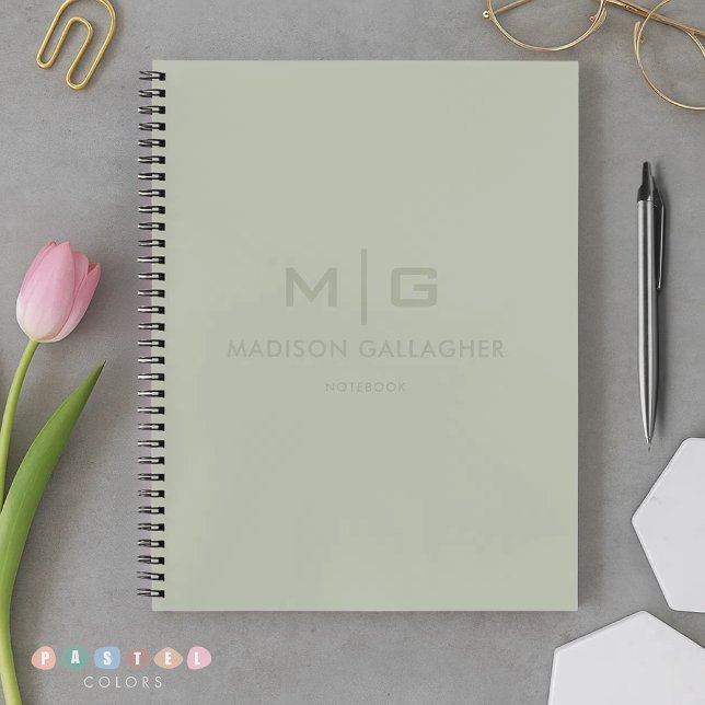 Carnet Couleur Vert Mousse Pâle Lumière Douce Solide Past (Solid Soft Light Pastel Sage Moss Green Color Notebook
)