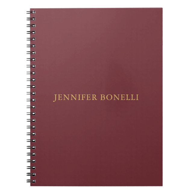 Carnet Couleur vin & or Professionnel Tendance Moderne Un (Devant)