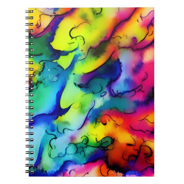 Carnet Couleurs arc-en-ciel peinture à l'aquarelle abstra (Devant)