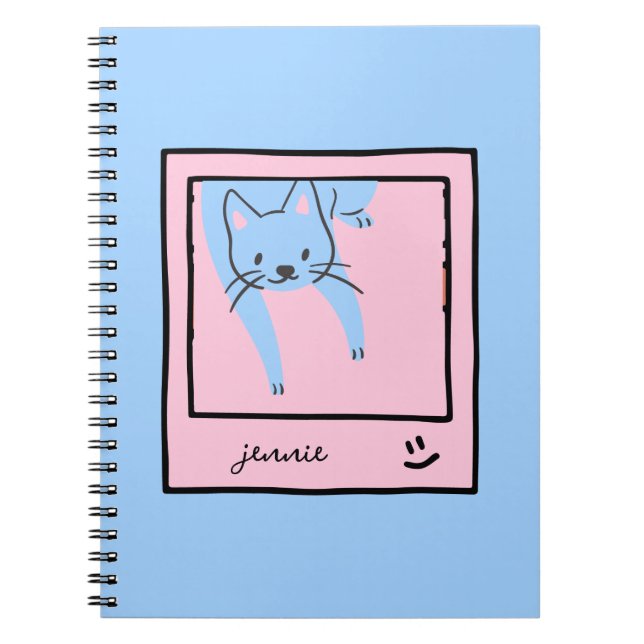 Carnet Couleurs bleues et roses du chat mignon (Devant)