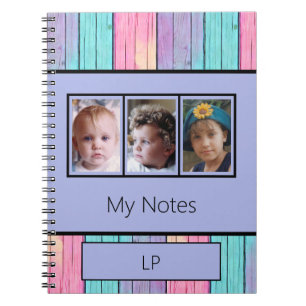 Carnet Couleurs de licorne 3 photo initiales violet