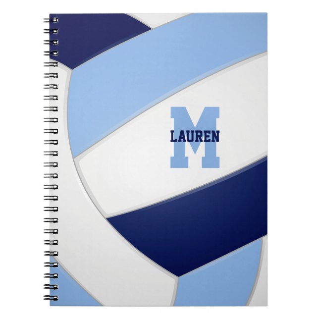 Carnet couleurs d'équipe bleu blanc sport enfants volleyb (Devant)