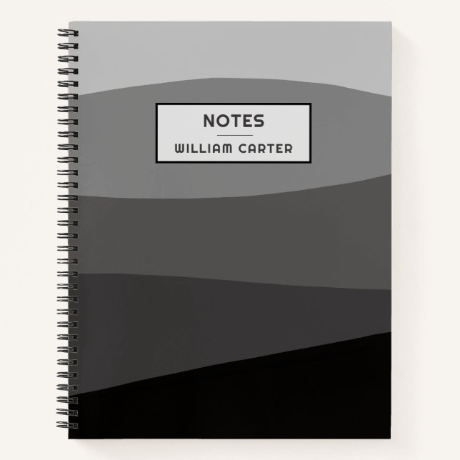 Carnet Couleurs noires et grises classiques Texte personn (Devant)
