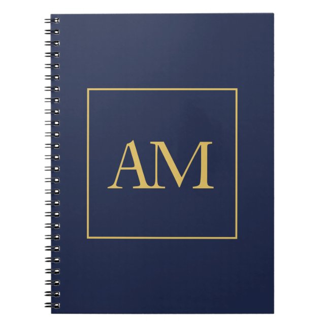 Carnet Couleurs Or Bleu Monogramme Lettres Initiales (Devant)