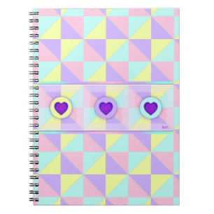Carnet Couleurs pastel & coeurs violets battre