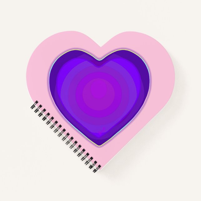 Carnet Couleurs pastel & coeurs violets battre (Devant)