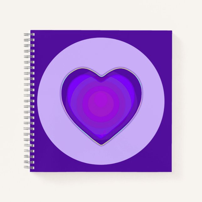 Carnet Couleurs pastel & coeurs violets battre (Devant)