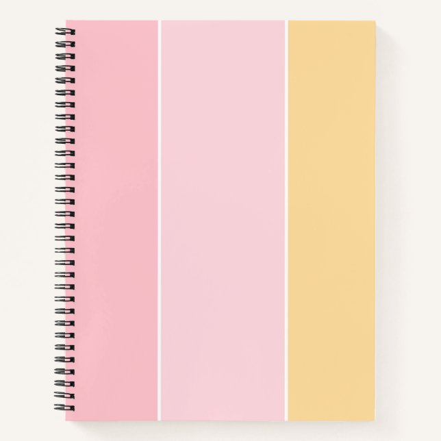 Carnet Couleurs pastel rayées tendance rose vanille jaune (Devant)
