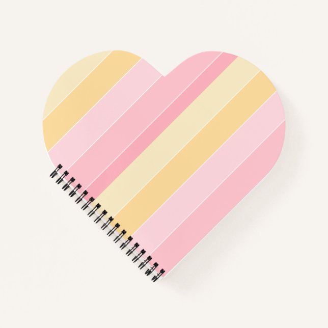 Carnet Couleurs Pastel Rose Vanille Jaune Blanc Rayé (Devant)