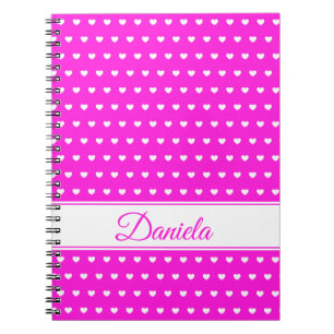 Carnet Couleurs Super Cutes Coeurs Rose Et Blanc, Nom