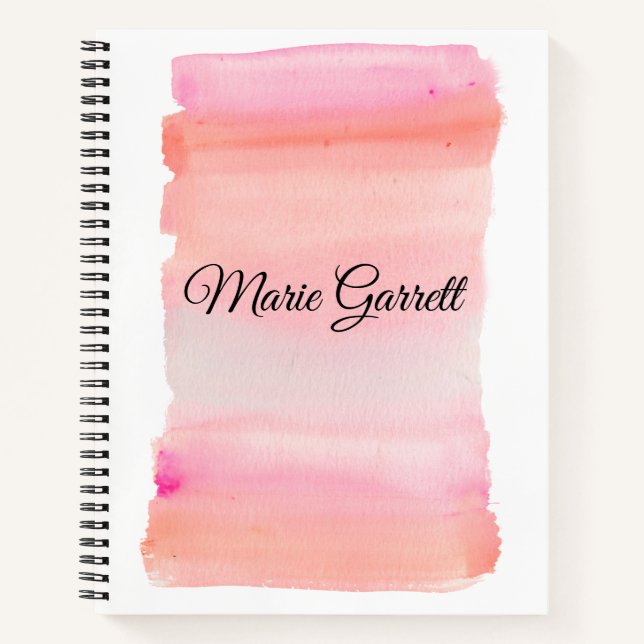 Carnet Coup de pinceau aquarelle rose moderne (Devant)