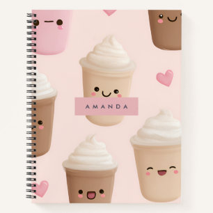 Carnet Coupe de café Kawaii Rose Cute personnalisée