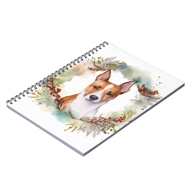 Carnet Coupe de fête de la couronne de Noël Basenji (Côté gauche)