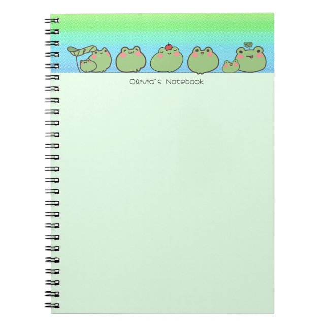 Carnet Coupe de grenouille colorée Nom personnalisé (Devant)