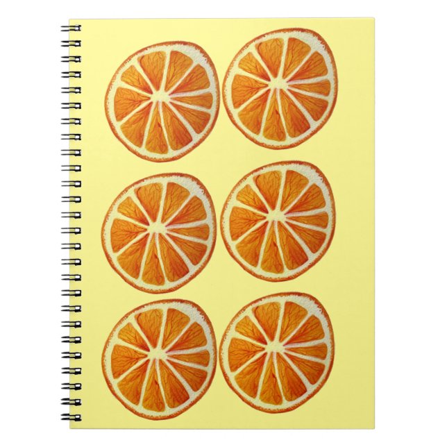 Carnet Coupe d'orange juteuse aquarelle art motif pop art (Devant)