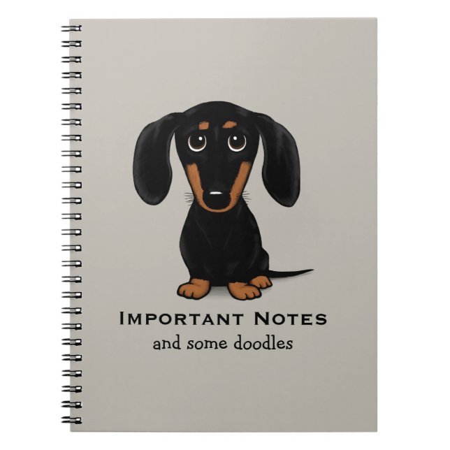 Carnet Coupe noire et Tan Dachshund avec texte personnali (Devant)