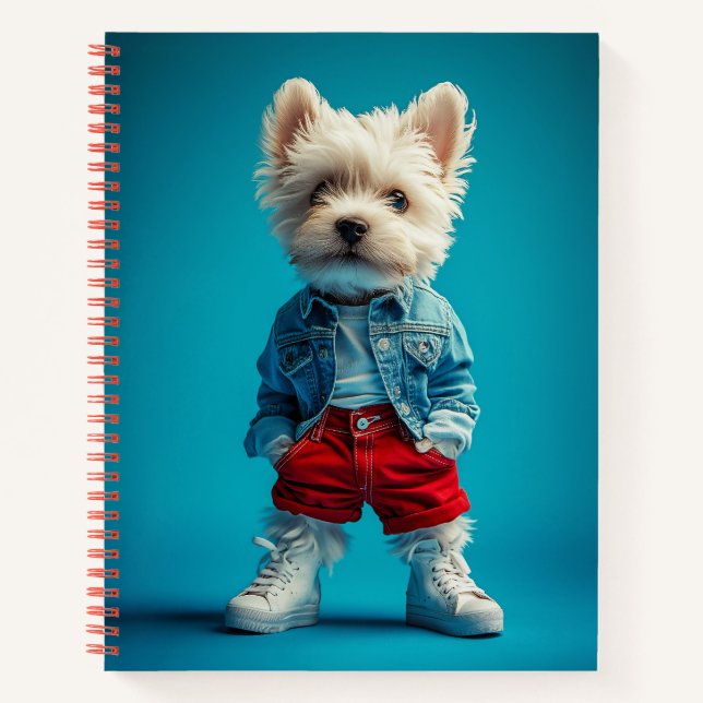 Carnet Coupe Westie stylish en Denim et Basket (Devant)