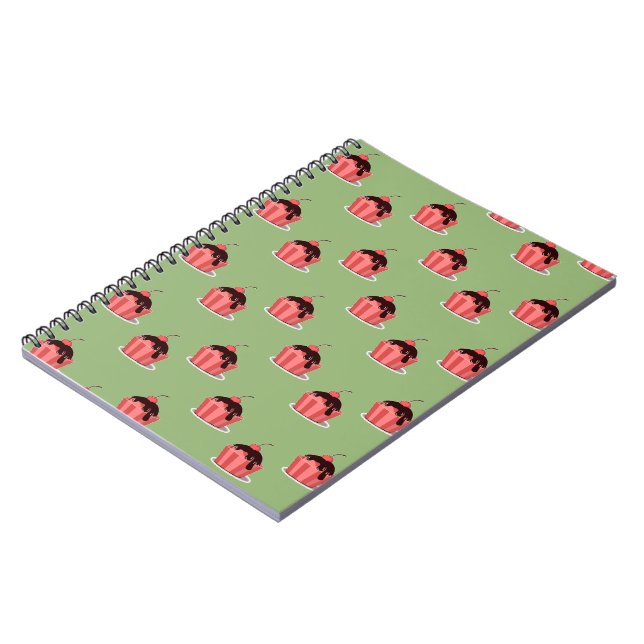 Carnet Coupes de crème glacée rose sur vert (Côté gauche)