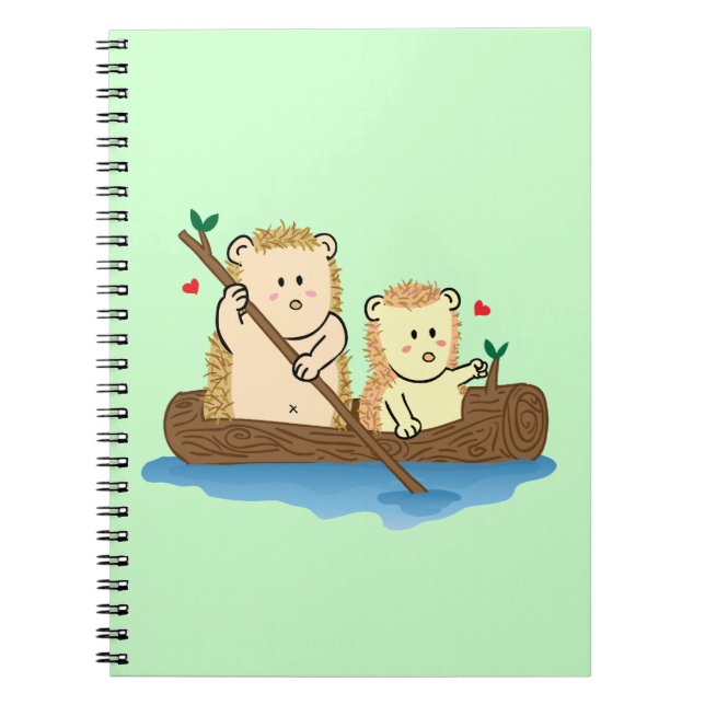 Carnet Couple de hérissons mignons naviguant sur un batea (Devant)
