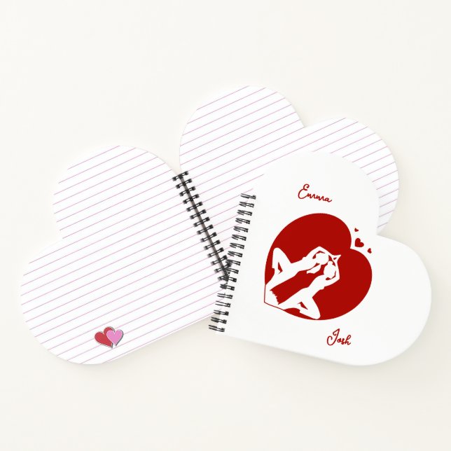 Carnet Couple de Yoga en forme de coeur personnalisé (Intérieur)