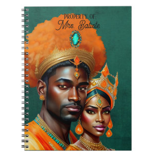 Carnet Couple Royal Roi Reine Orange Or Turquoise