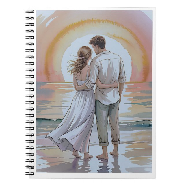 Carnet Couple sur la plage au coucher du soleil (Devant)