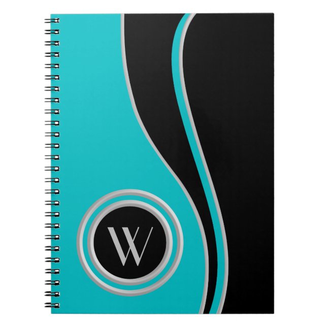Carnet Courbes modernes Duo Tone Monogramme (Devant)