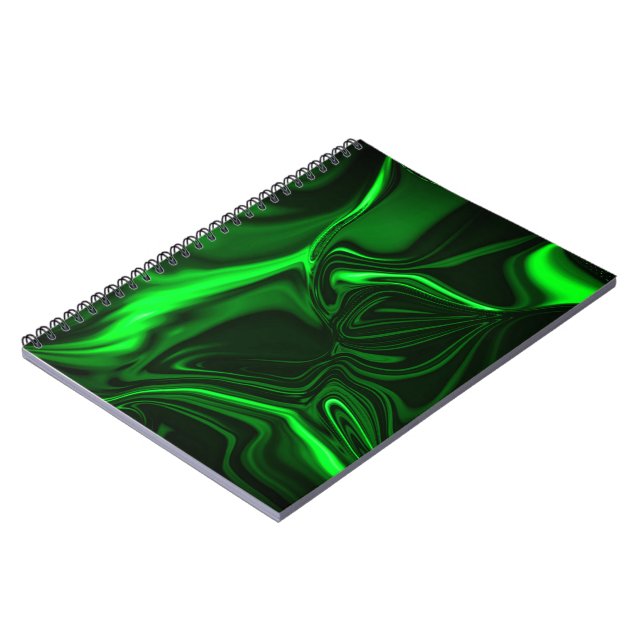 Carnet Courbes ou ondulations vert métallique, foncé (Côté gauche)