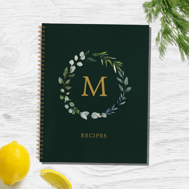 Carnet Couronne de feuilles de sauge verte rustique avec  (In situ)