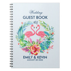 Carnet Couronne de flamants roses et fleurs tropicales