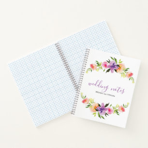Carnet Couronne de fleurs aquarelles colorées
