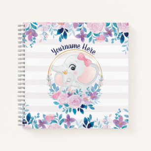 Carnet Couronne de fleurs rose pâle pour éléphant mère et
