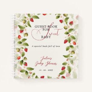 Carnet Couronne de fleurs sauvages de fraises douces roug
