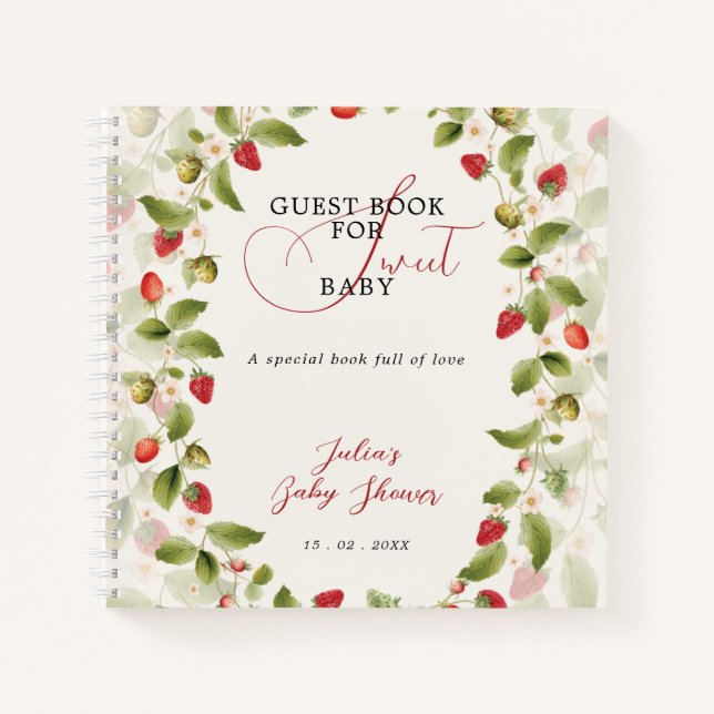 Carnet Couronne de fleurs sauvages de fraises douces roug (Devant)