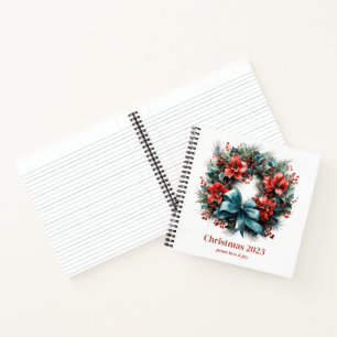 Carnet Couronne de Noël à l'aquarelle avec du houx