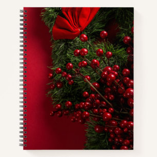 Carnet couronne de noël avec baies rouges