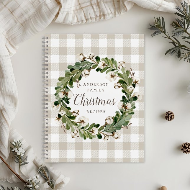 Carnet Couronne de Noël en coton beige rustique Recette d (Créateur téléchargé)