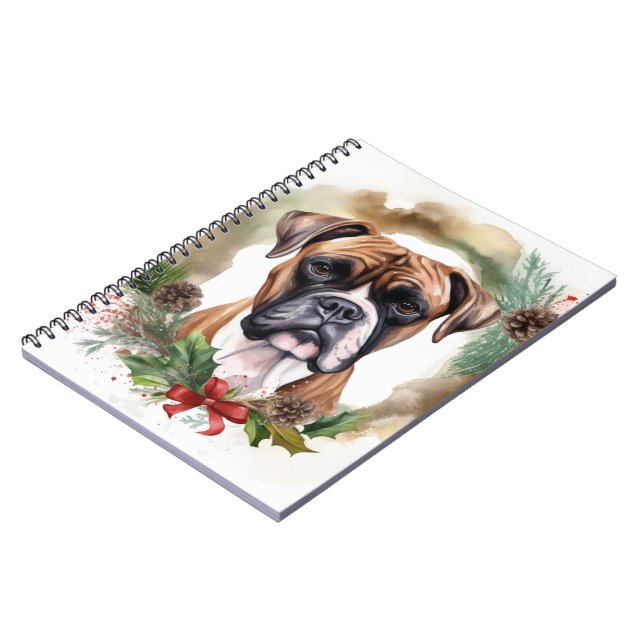 Carnet Couronne de Noël festive de Boxer (Côté gauche)