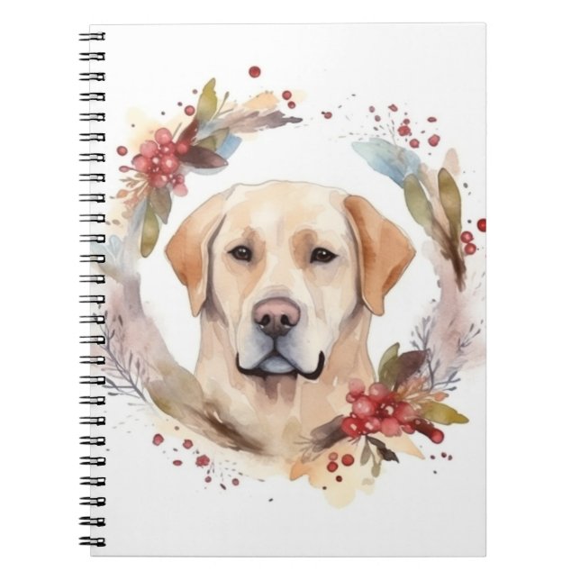 Carnet Couronne de Noël festive du Labrador (Devant)